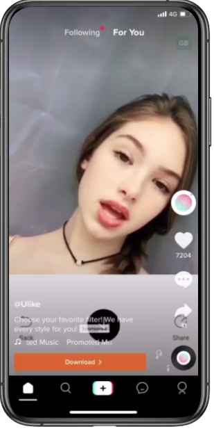 Example of a tiktok in feed ad